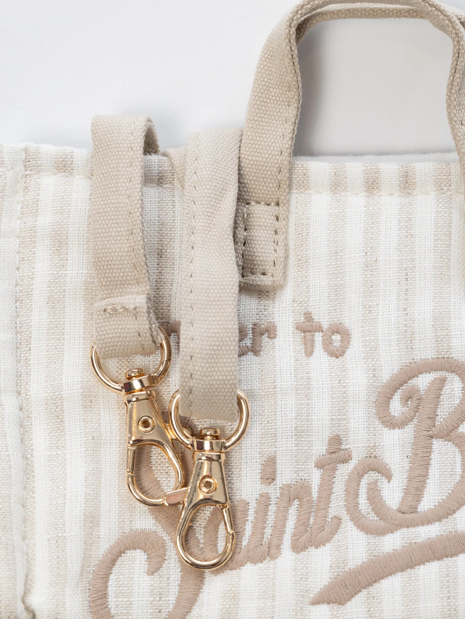Beige Striped Cell Phone Bag