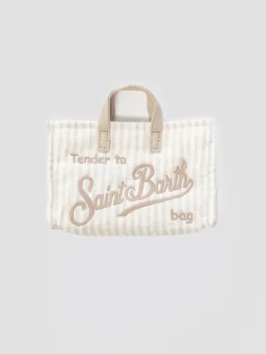 Beige Striped Cell Phone Bag