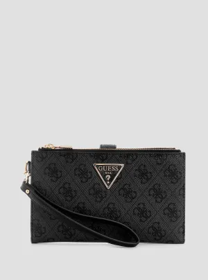 Black Logo Double Zip Organiser Wallet