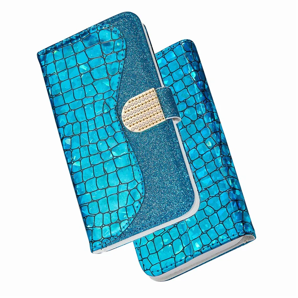 Bling Crocodile Pattern Phone Wallet For Case Samsung Galaxy A50 A60 A70 S20
