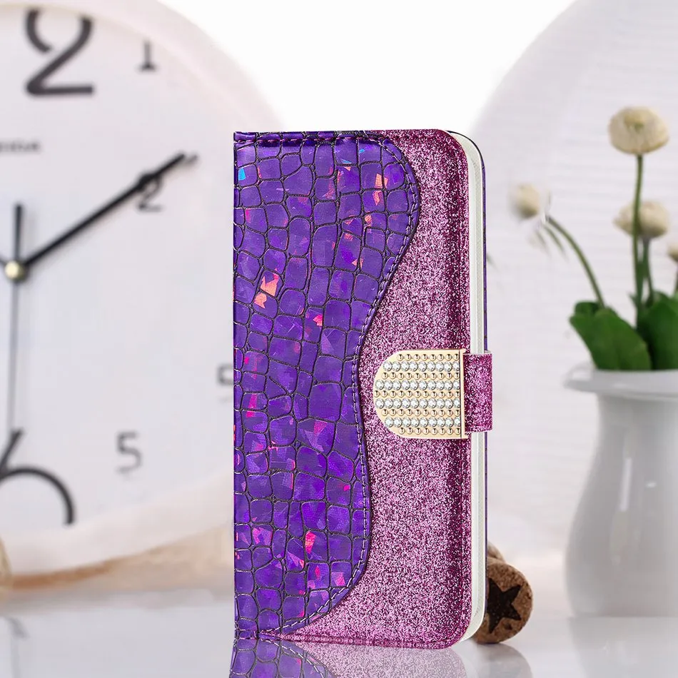 Bling Crocodile Pattern Phone Wallet For Case Samsung Galaxy A50 A60 A70 S20