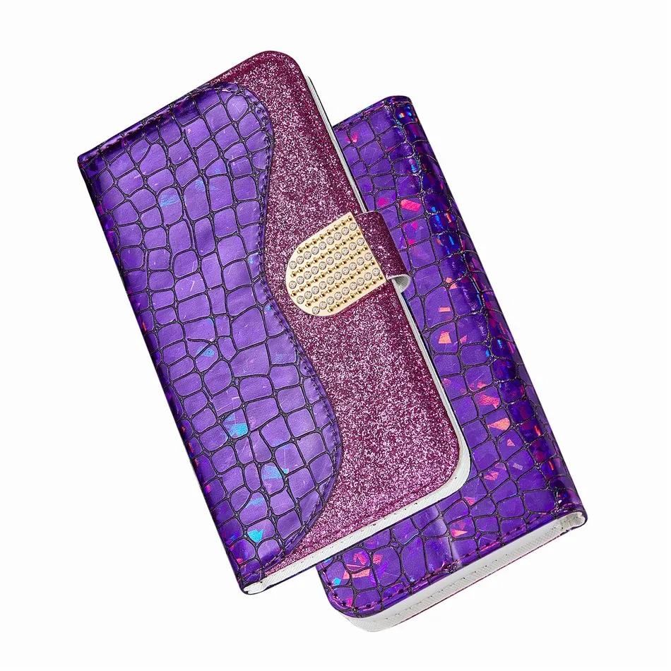 Bling Crocodile Pattern Phone Wallet For Case Samsung Galaxy A50 A60 A70 S20