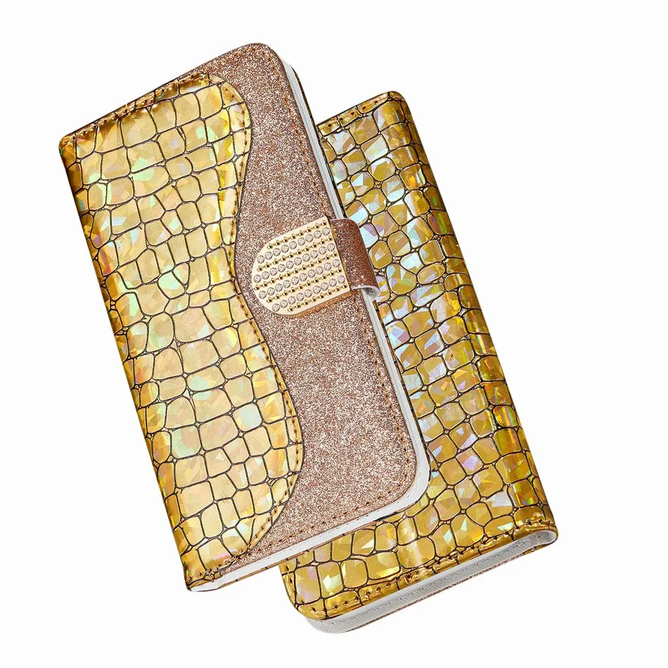 Bling Crocodile Pattern Phone Wallet For Case Samsung Galaxy A50 A60 A70 S20