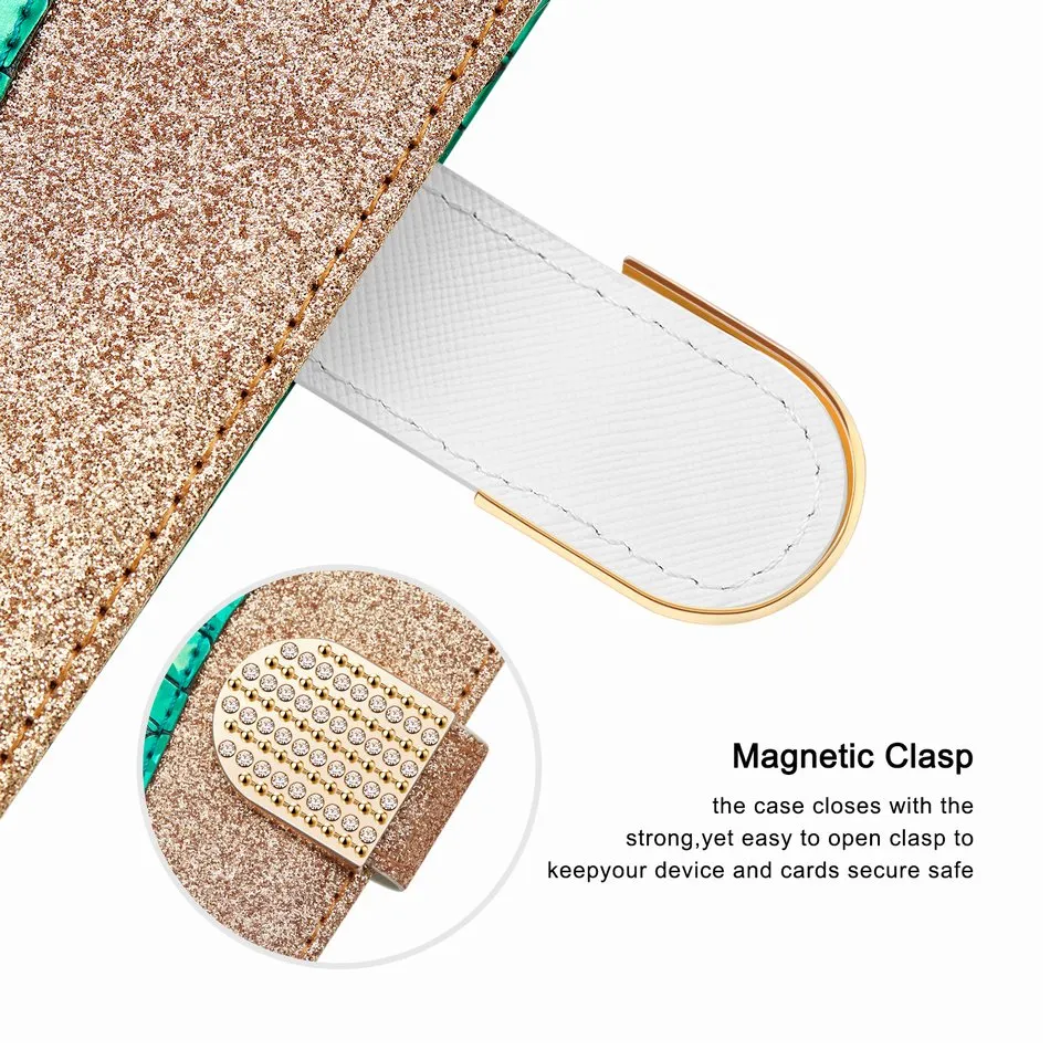 Bling Crocodile Pattern Phone Wallet For Case Samsung Galaxy A50 A60 A70 S20