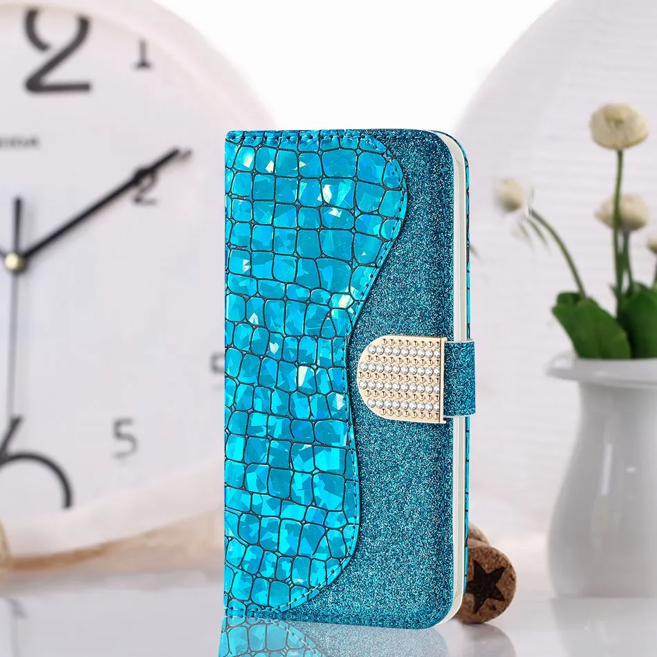 Bling Crocodile Pattern Phone Wallet For Case Samsung Galaxy A50 A60 A70 S20