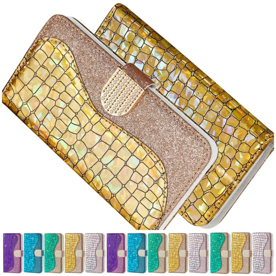 Bling Crocodile Pattern Phone Wallet For Case Samsung Galaxy A50 A60 A70 S20