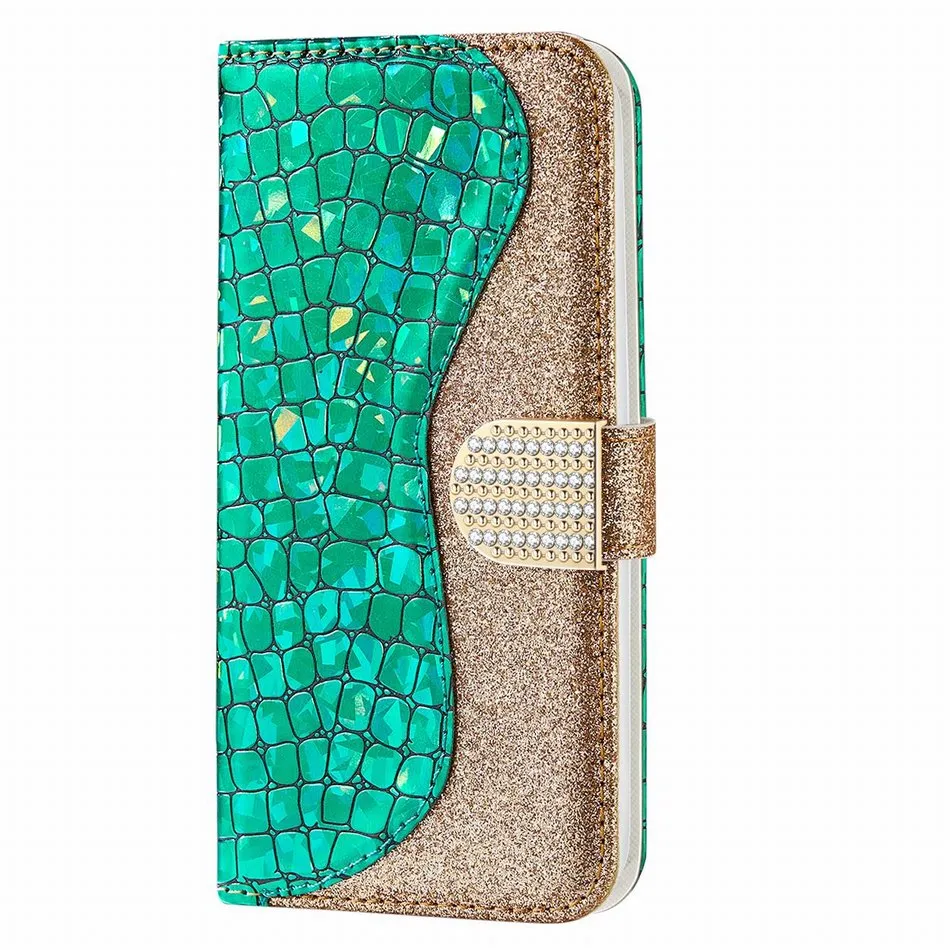 Bling Crocodile Pattern Phone Wallet For Case Samsung Galaxy A50 A60 A70 S20