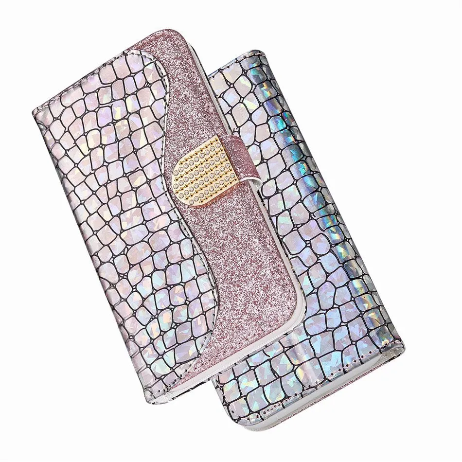 Bling Crocodile Pattern Phone Wallet For Case Samsung Galaxy A50 A60 A70 S20
