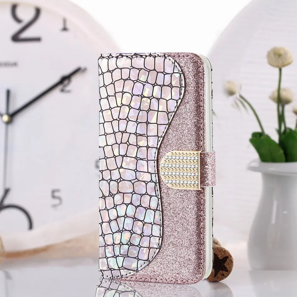 Bling Crocodile Pattern Phone Wallet For Case Samsung Galaxy A50 A60 A70 S20