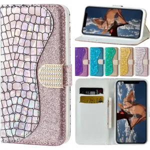 Bling Crocodile Pattern Phone Wallet For Case Samsung Galaxy A50 A60 A70 S20