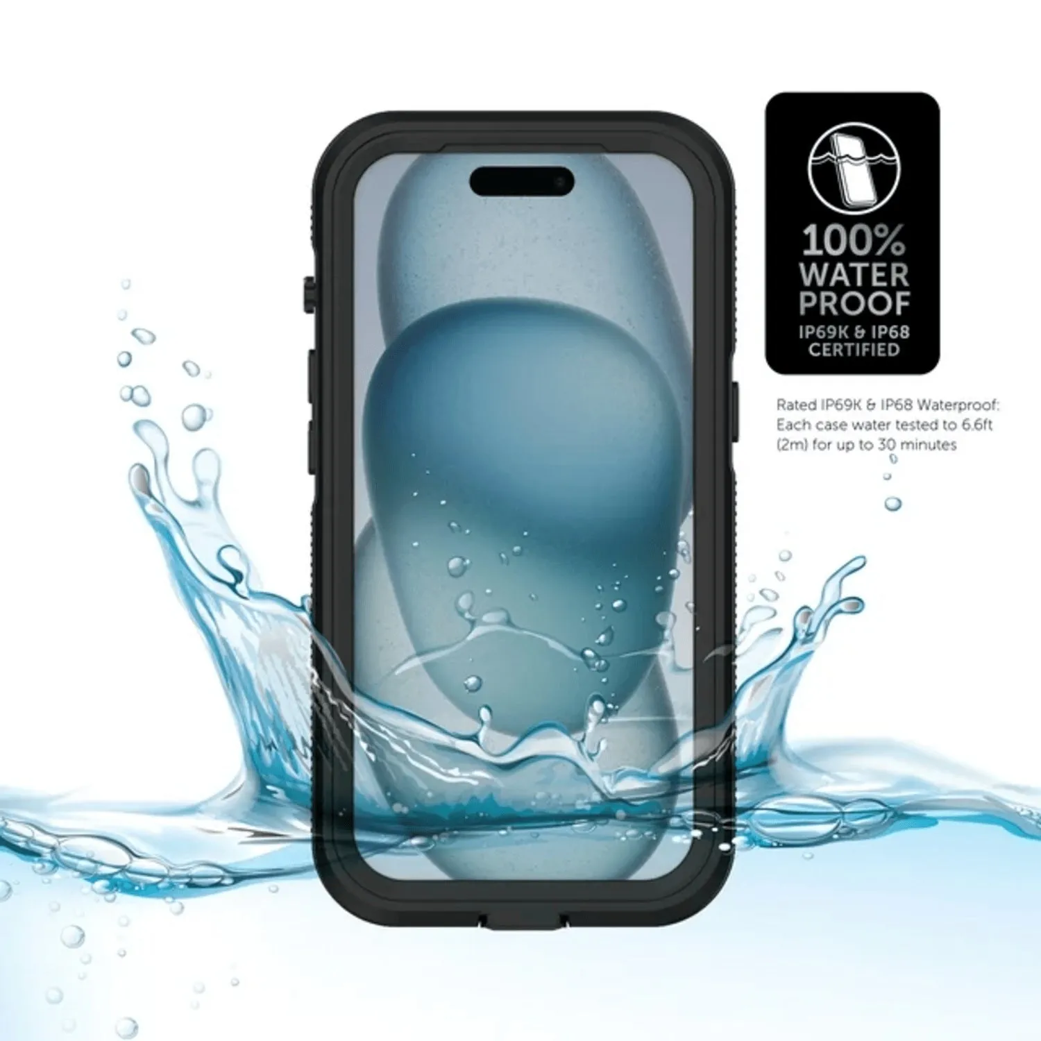 Body Glove 100073946 Tidal Waterproof Phone Case for iPhone 15 - Black/Clear