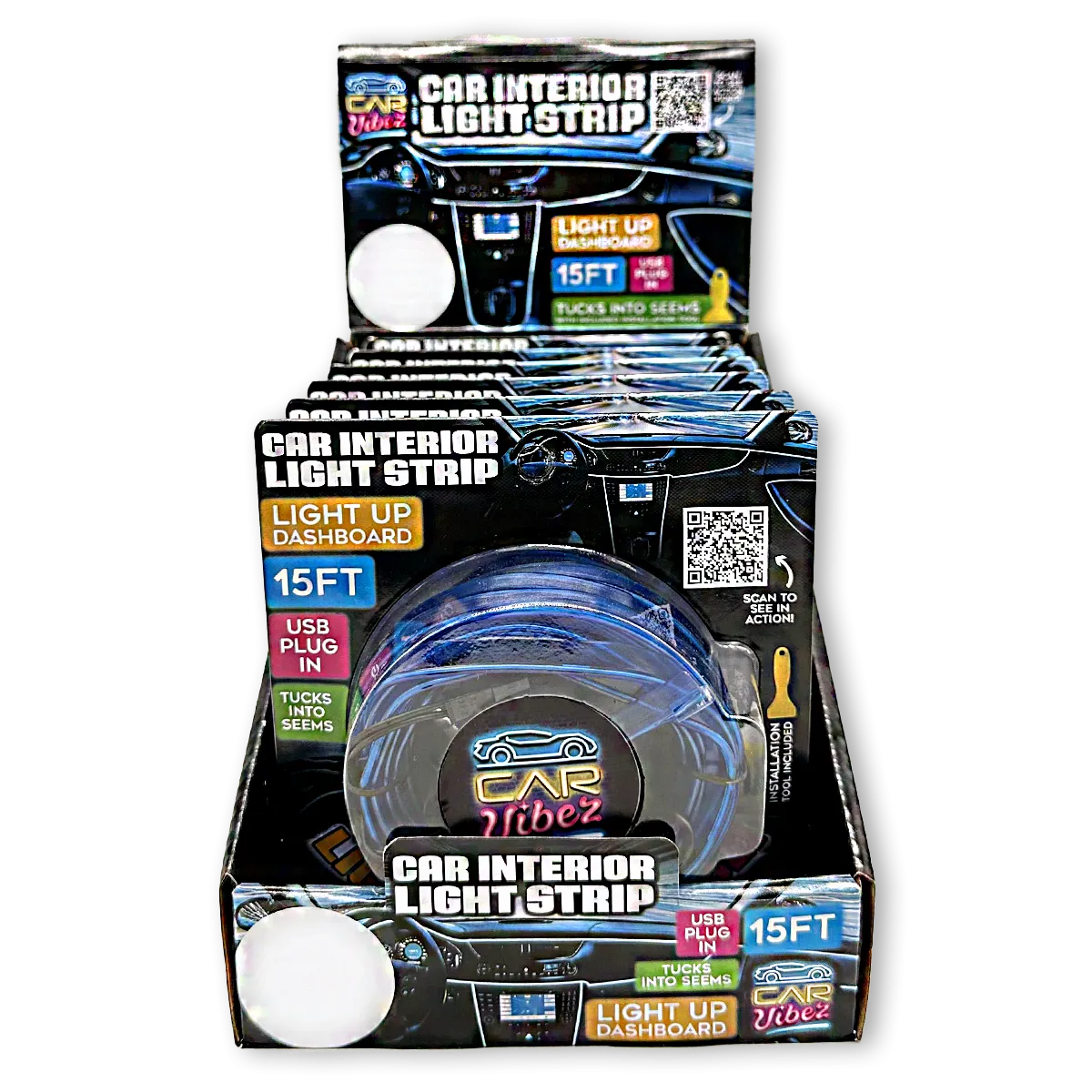 Car Interior Light Strip USB - 6 Pieces Per Retail Ready Display 23698