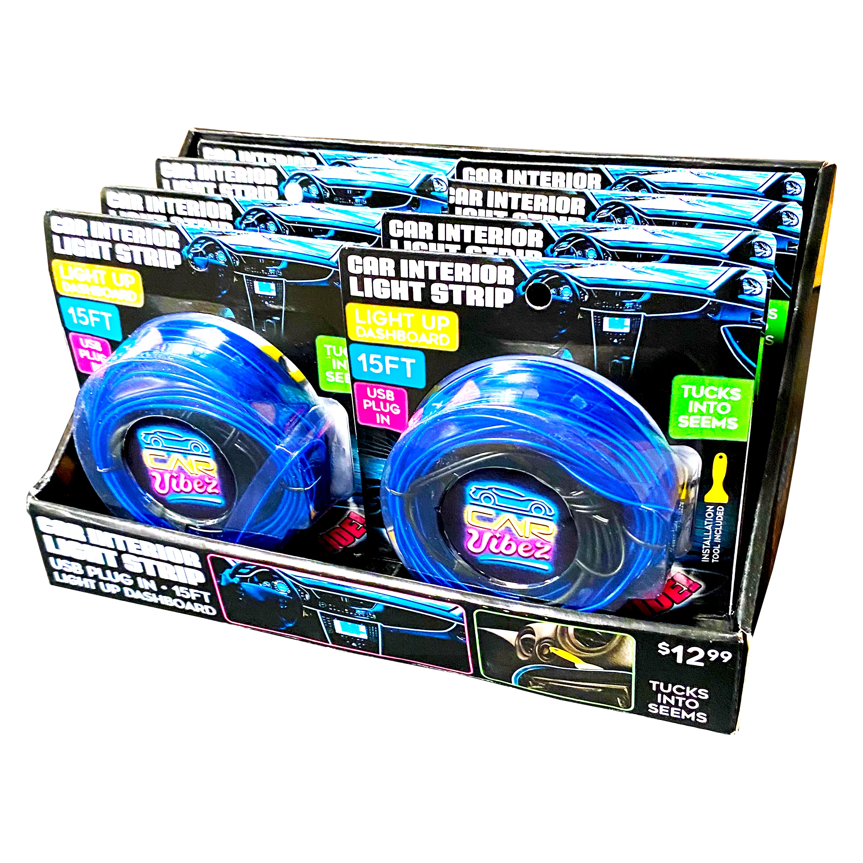 Car Lighting and Auto Accessories Assortment Merchandising Hang Strip - 22 Pieces Per Retail Ready Display 88663