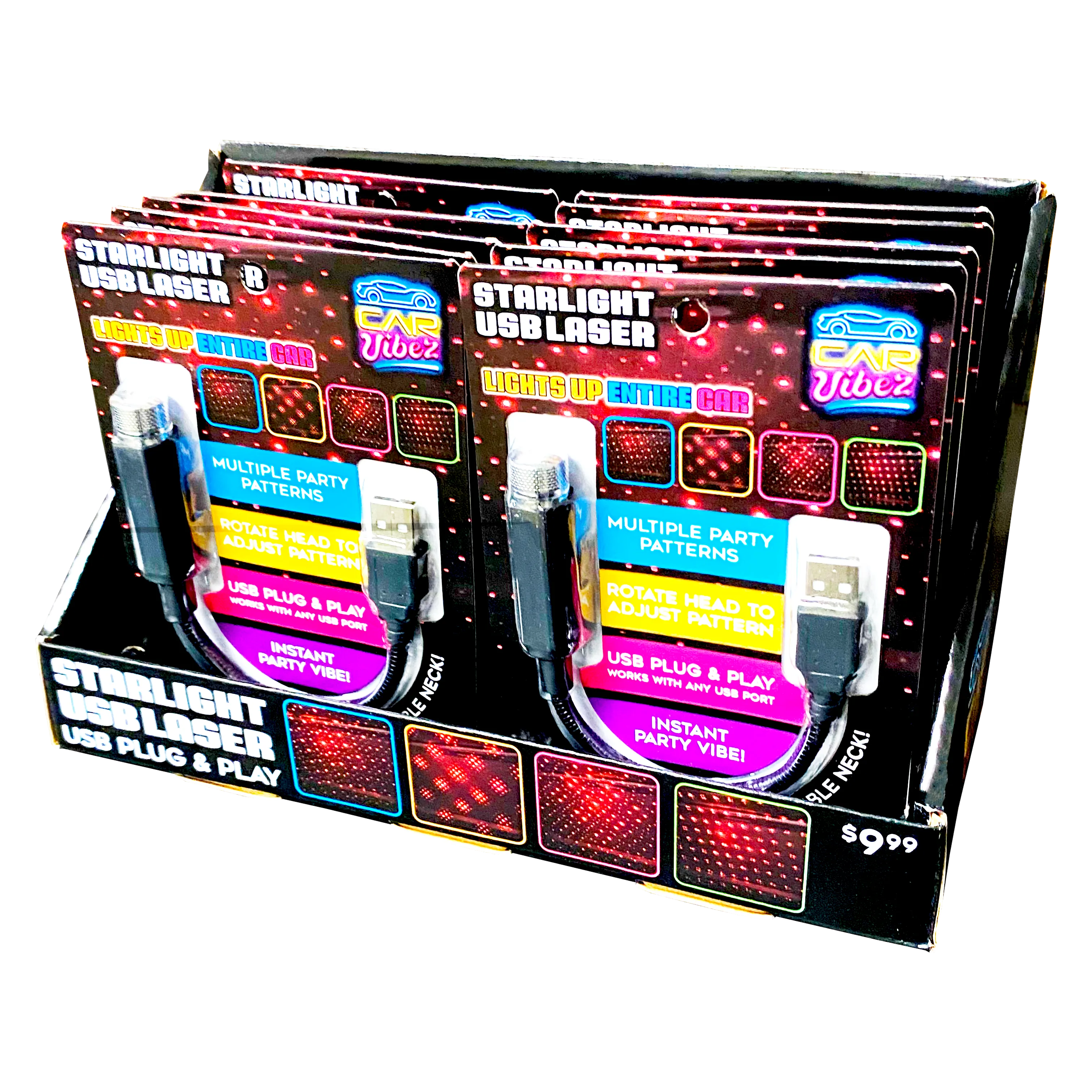 Car Lighting and Auto Accessories Assortment Merchandising Hang Strip - 22 Pieces Per Retail Ready Display 88663