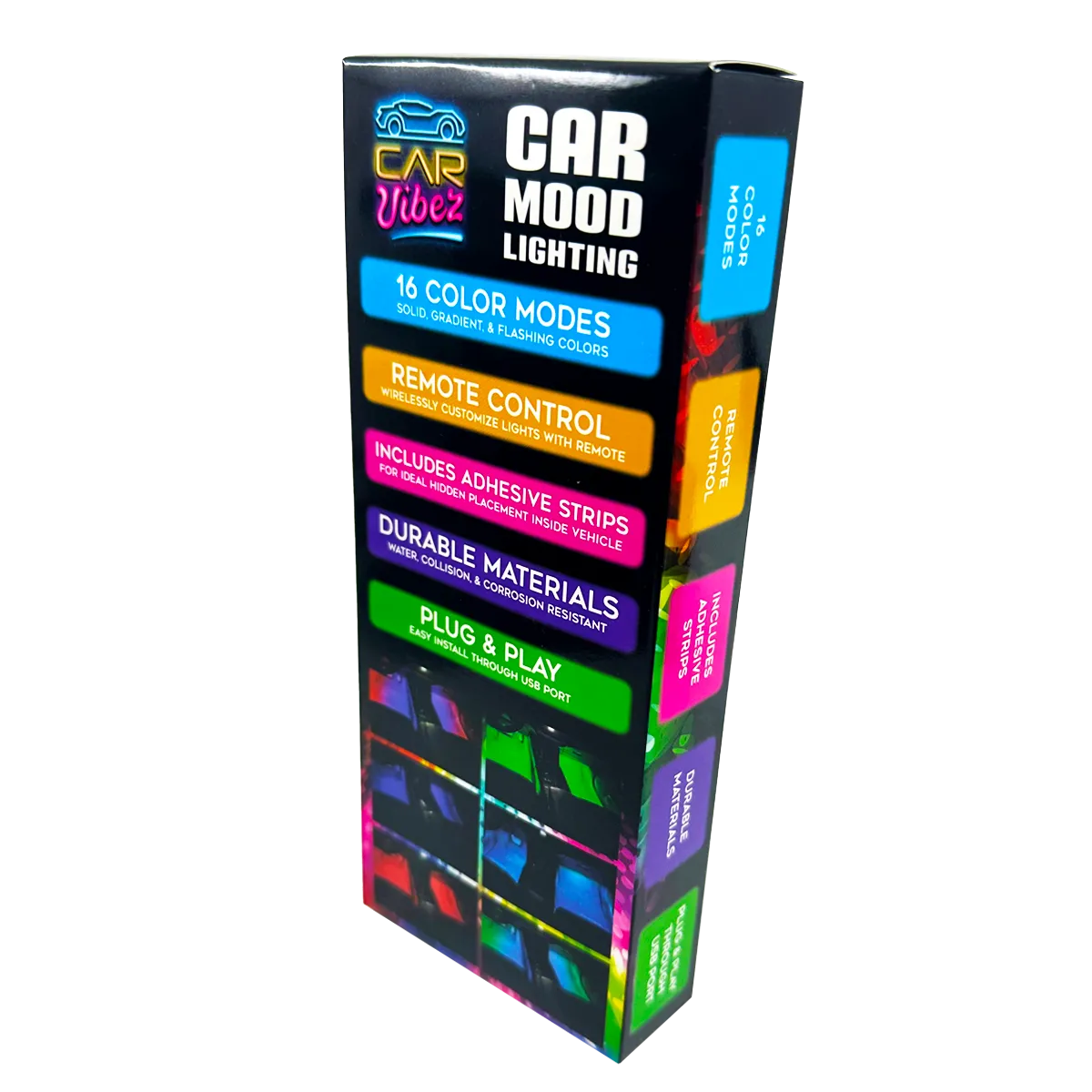 Car Mood Lighting with Remote - 6 Pieces Per Retail Ready Display 24694