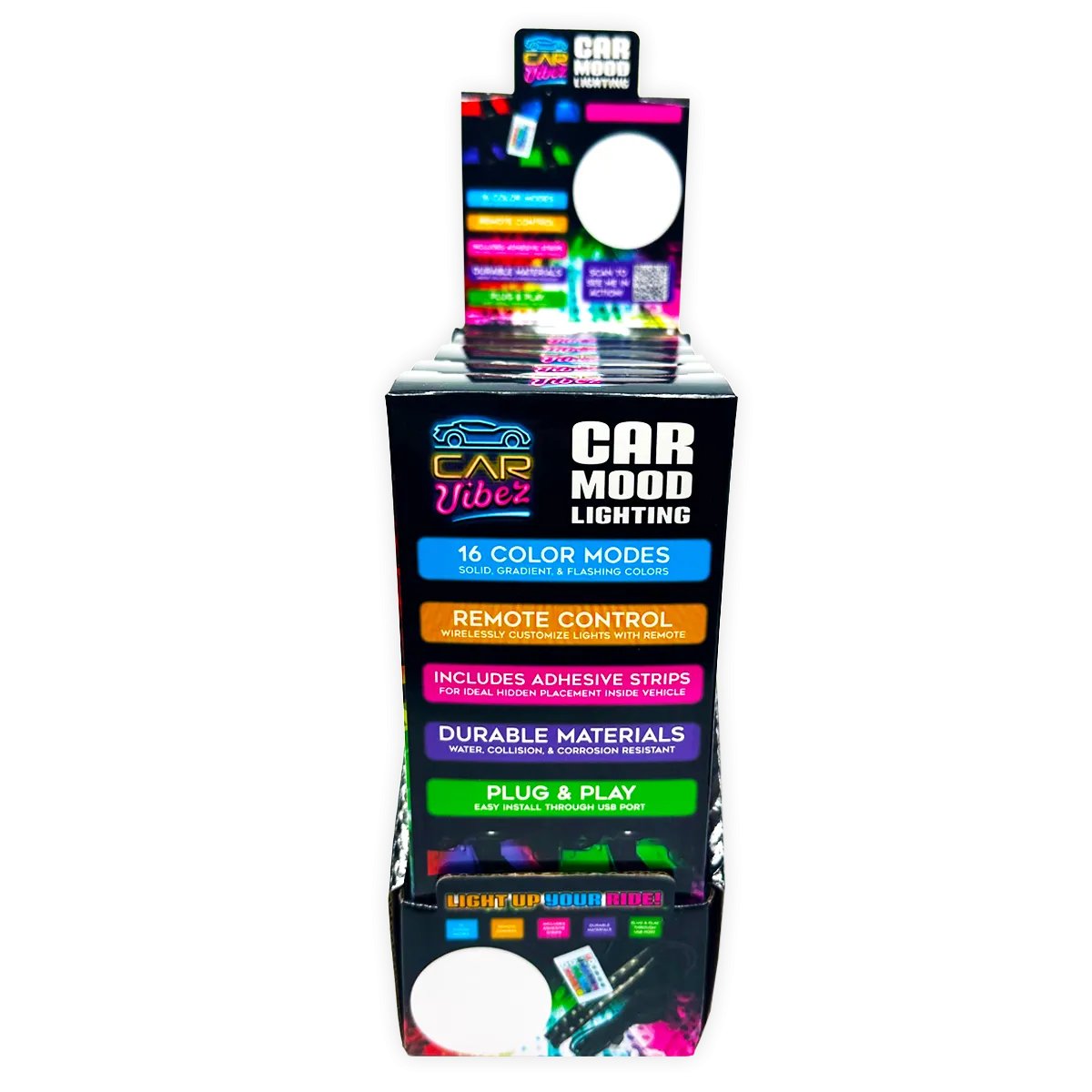 Car Mood Lighting with Remote - 6 Pieces Per Retail Ready Display 24694