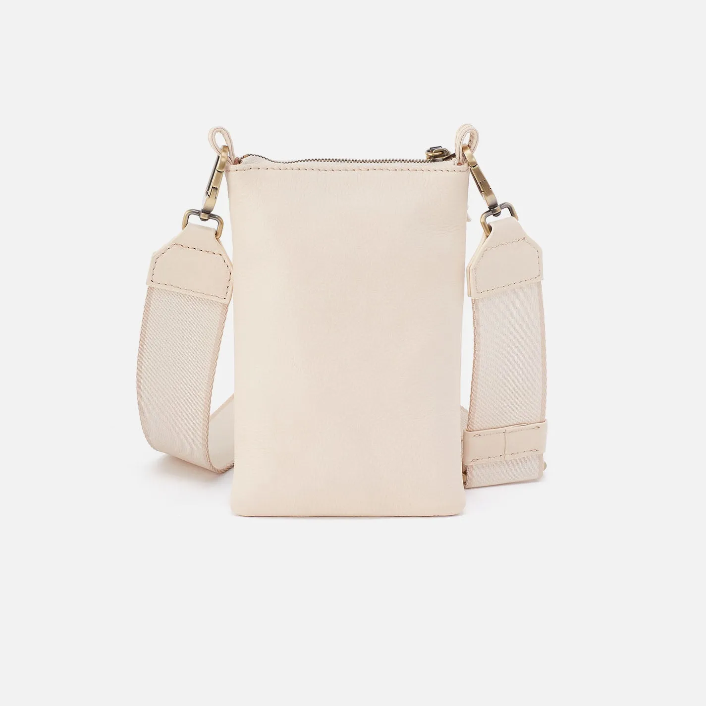 Cass Phone Crossbody In Pebbled Leather - Cream