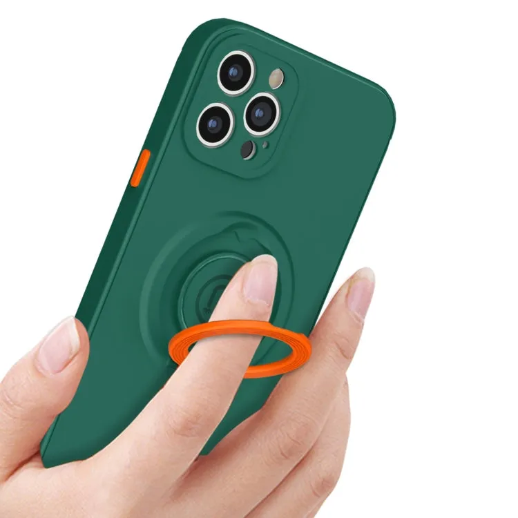 For iPhone 11 Skin Feel 2 in 1 Magnetic PC   TPU Shockproof Case with Ring Holder