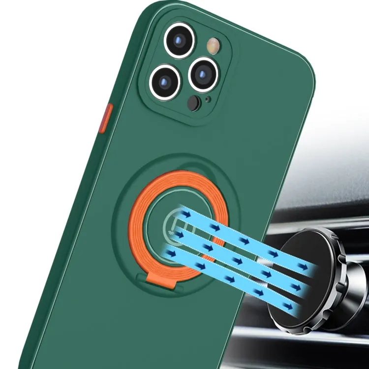 For iPhone 11 Skin Feel 2 in 1 Magnetic PC   TPU Shockproof Case with Ring Holder