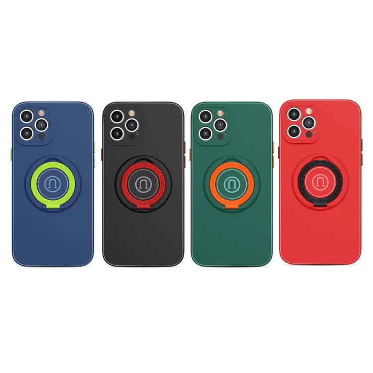 For iPhone 11 Skin Feel 2 in 1 Magnetic PC   TPU Shockproof Case with Ring Holder