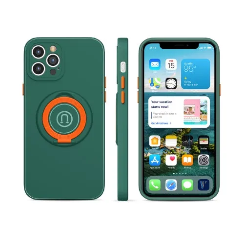 For iPhone 11 Skin Feel 2 in 1 Magnetic PC   TPU Shockproof Case with Ring Holder