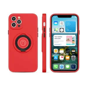 For iPhone 12 Skin Feel 2 in 1 Magnetic PC   TPU Shockproof Case with Ring Holder