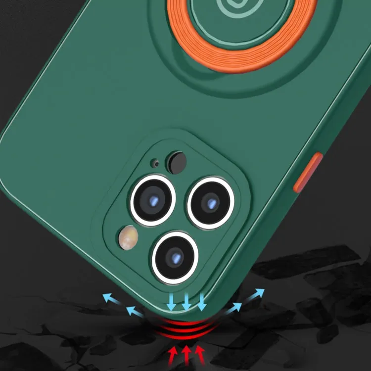 For iPhone 12 Skin Feel 2 in 1 Magnetic PC   TPU Shockproof Case with Ring Holder