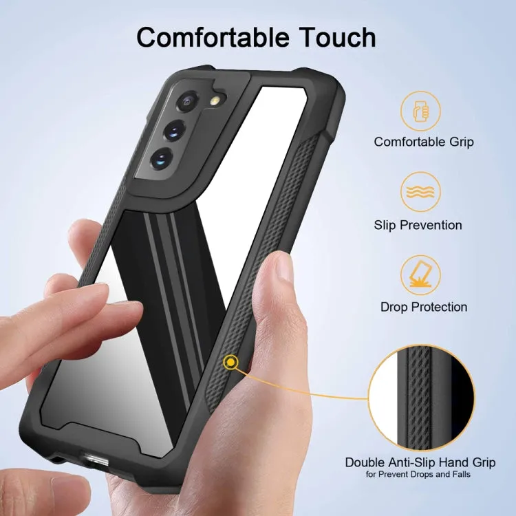 For Samsung Galaxy S21  5G Stainless Steel Metal PC Back Cover   TPU Heavy Duty Armor Shockproof