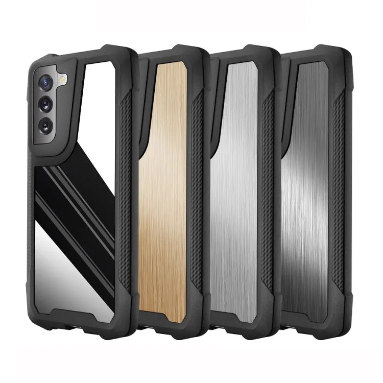 For Samsung Galaxy S21  5G Stainless Steel Metal PC Back Cover   TPU Heavy Duty Armor Shockproof