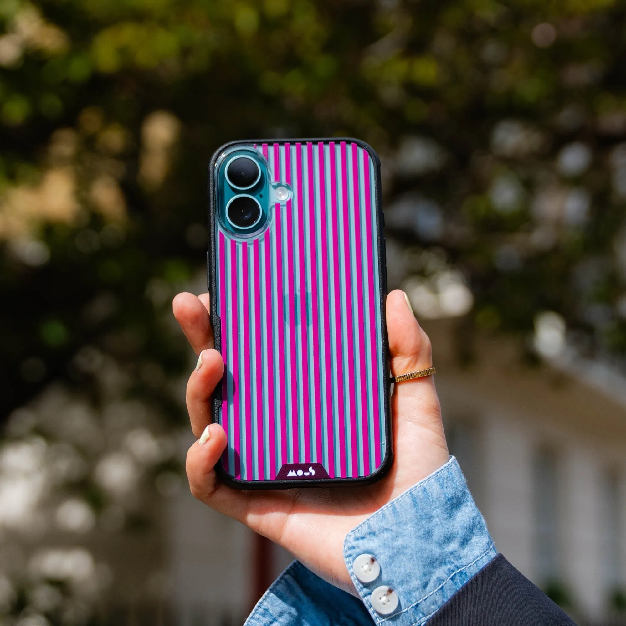 Mulberry Protective Phone Case - Clarity x Pinstripe