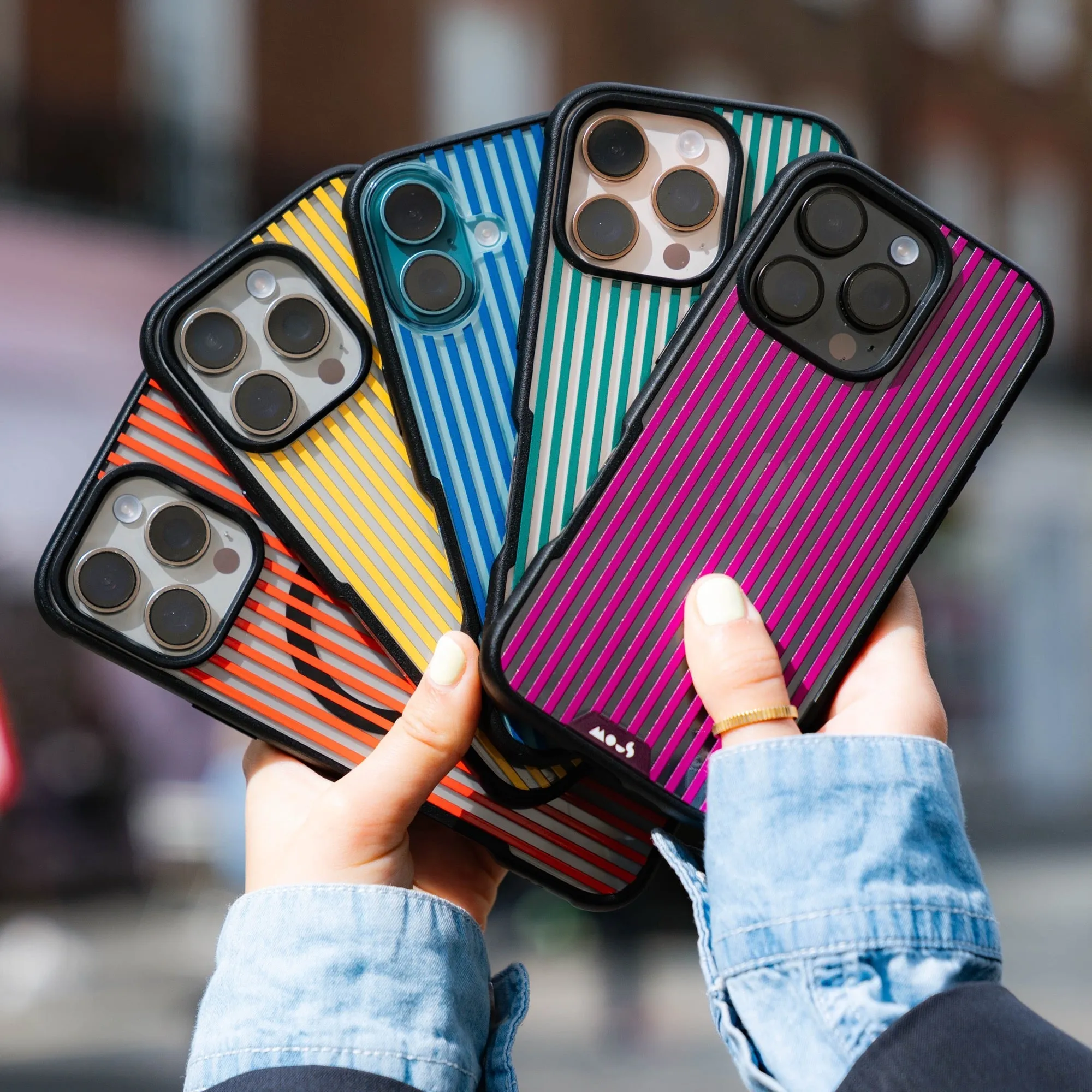 Mulberry Protective Phone Case - Clarity x Pinstripe