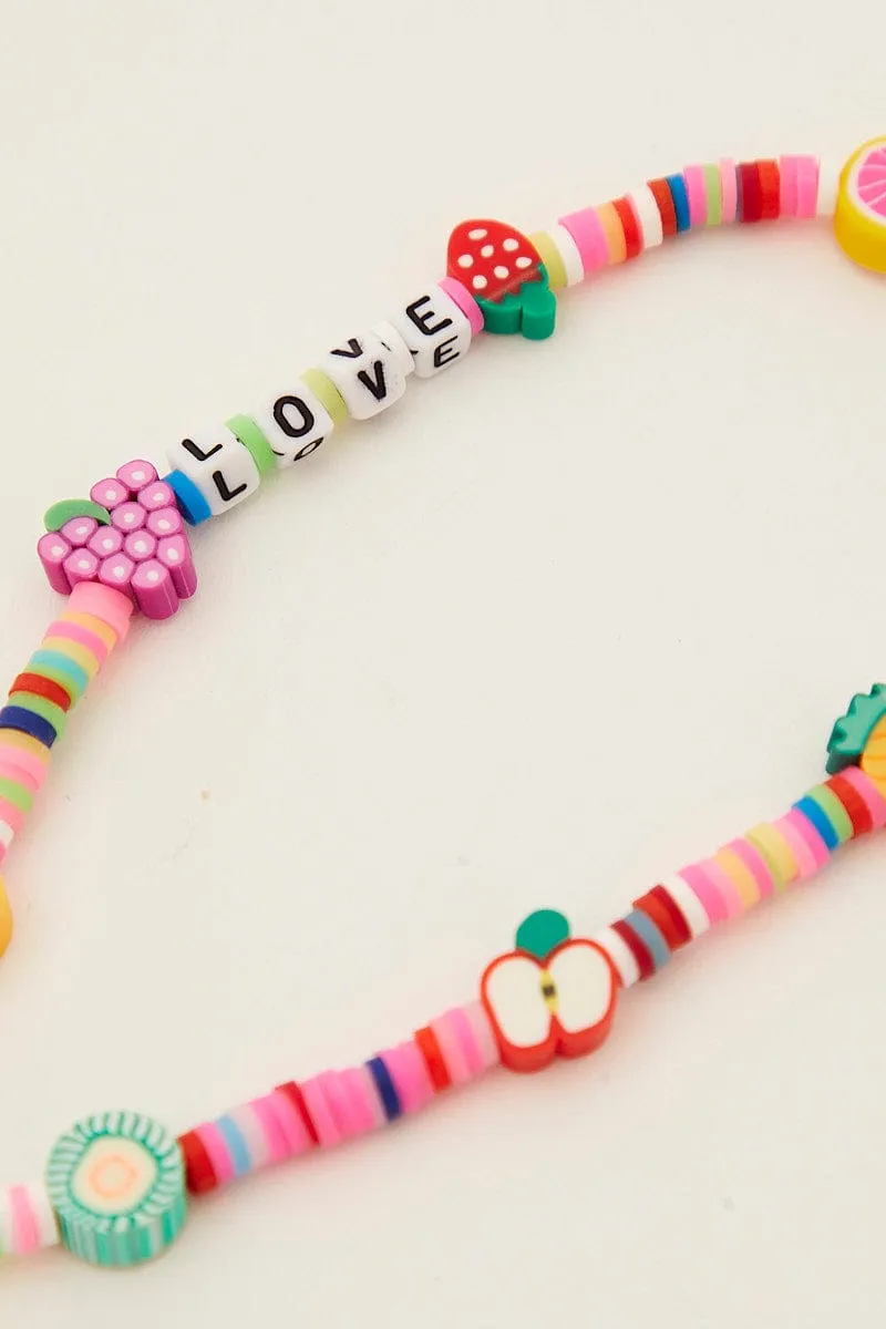 Multi Fruit Beaded Phone Lanyard