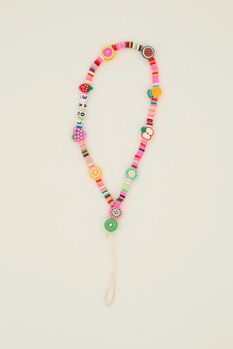 Multi Fruit Beaded Phone Lanyard