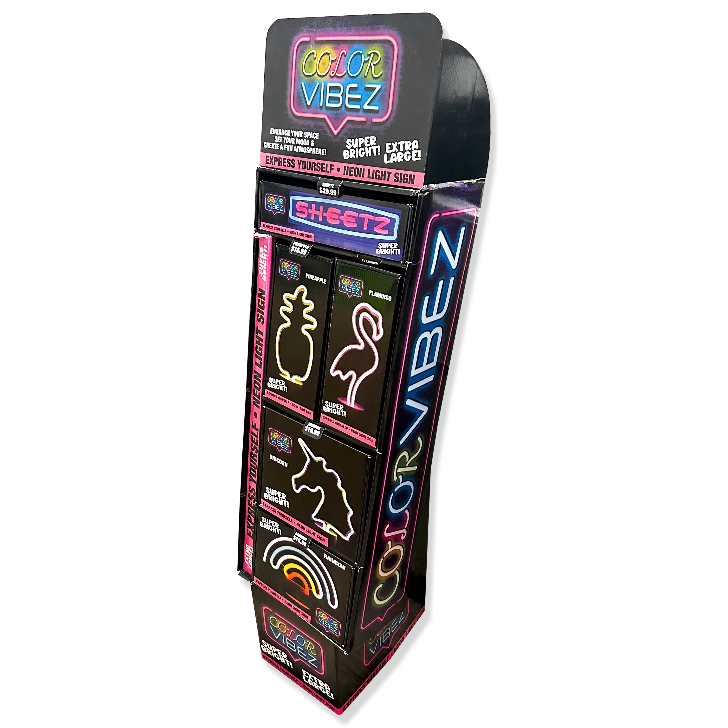 Neon Sign Assortment Floor Display (Sheetz Exclusive) - 17 Pieces Per Retail Ready Display 88455