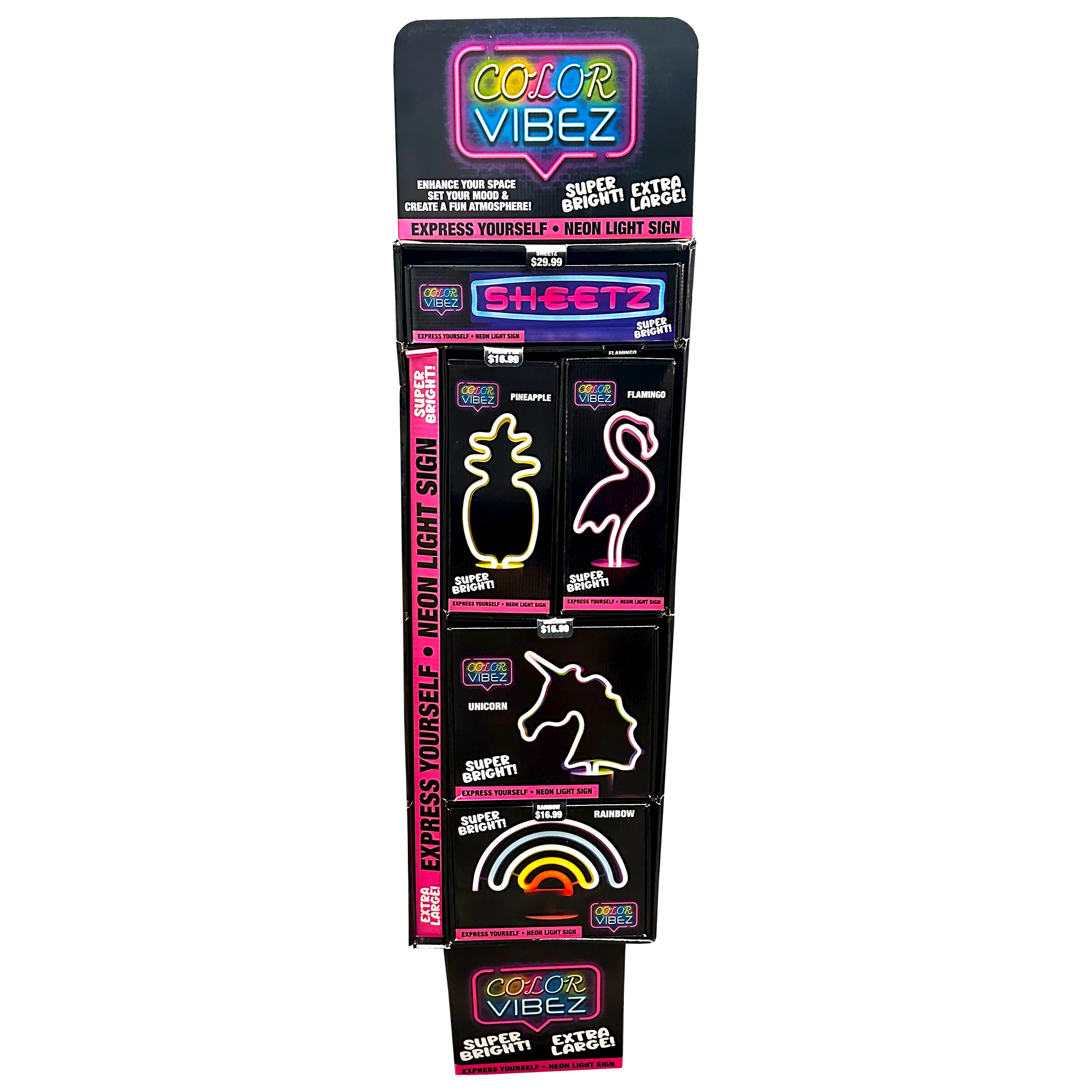 Neon Sign Assortment Floor Display (Sheetz Exclusive) - 17 Pieces Per Retail Ready Display 88455