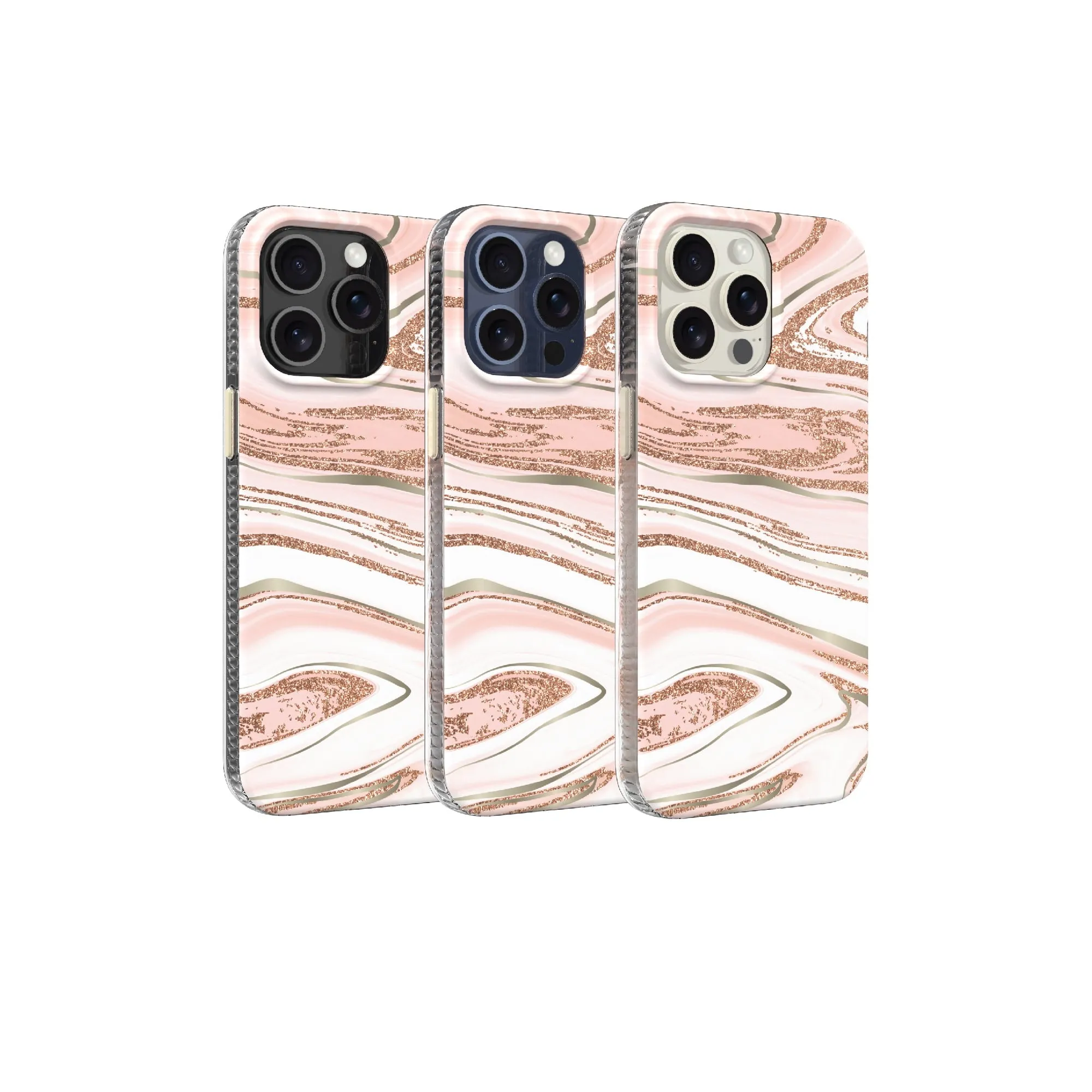 Onn WIBPGM100149714 Phone Case for iPhone 15 Pro Max - Pink Gold Marble - Shock-Absorbent, Drop Tested to 10 Feet