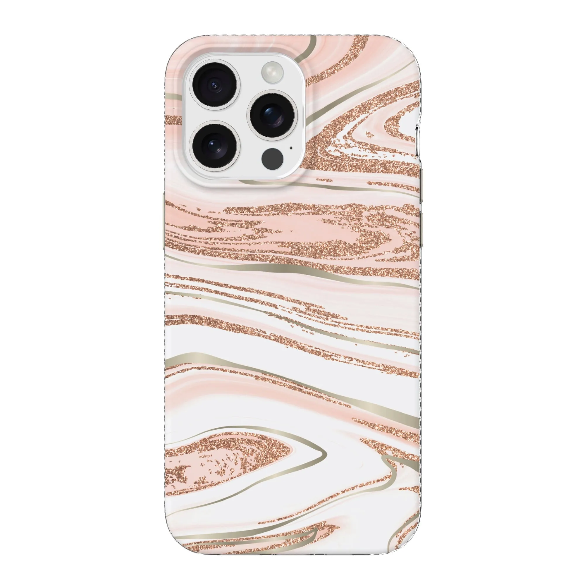 Onn WIBPGM100149714 Phone Case for iPhone 15 Pro Max - Pink Gold Marble - Shock-Absorbent, Drop Tested to 10 Feet