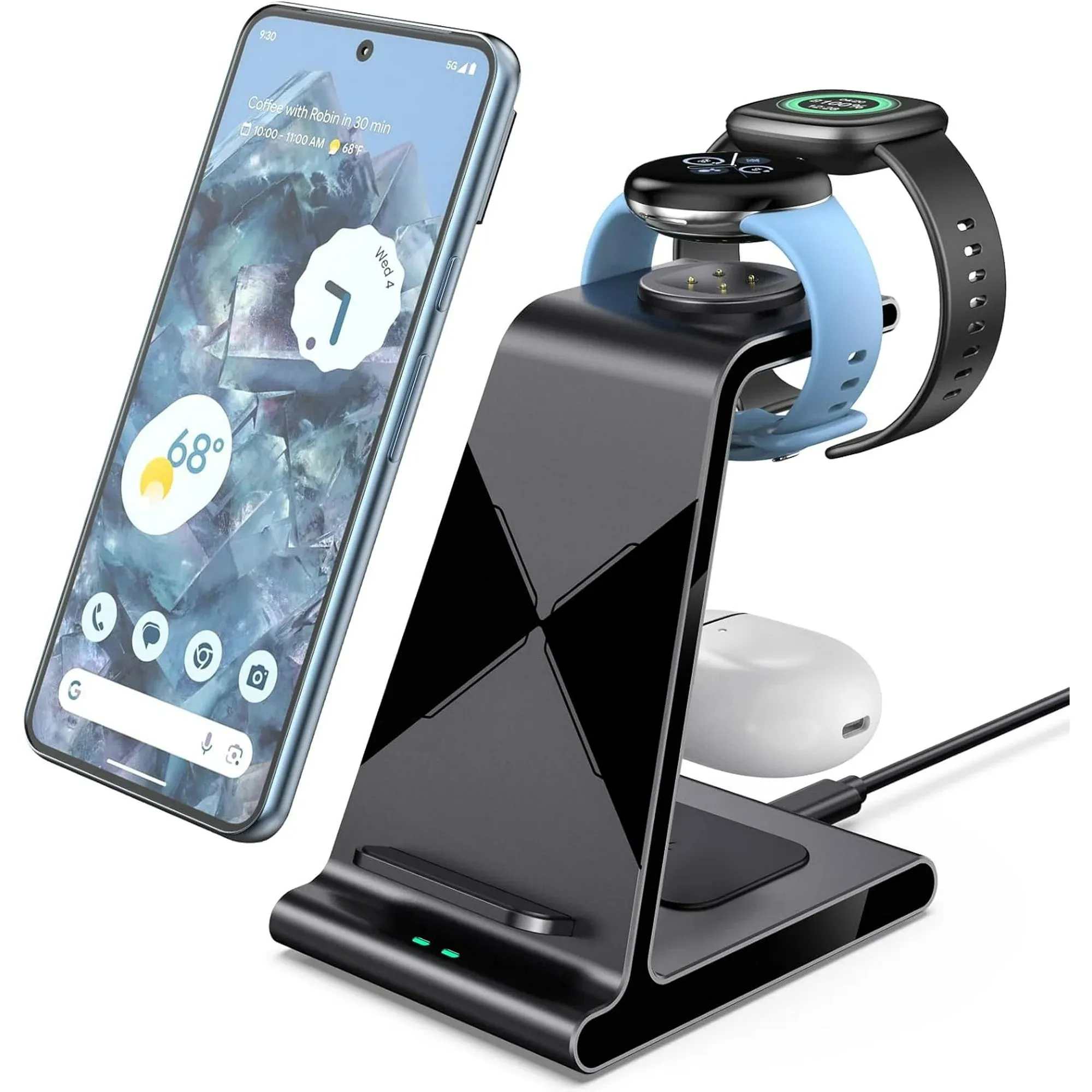 Phelinta C10 3 in 1 Wireless Charging Station, Black