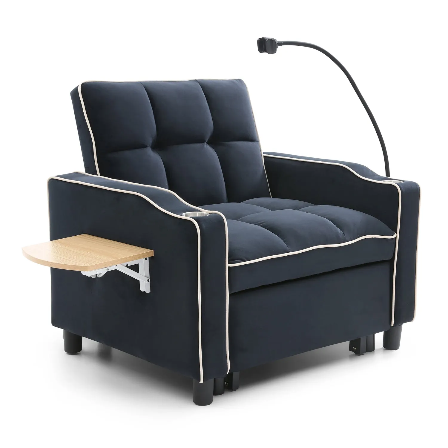 Streamdale 3-in-1 Convertible Sofa Bed Sleeper Chair (Black)