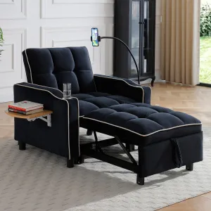 Streamdale 3-in-1 Convertible Sofa Bed Sleeper Chair (Black)