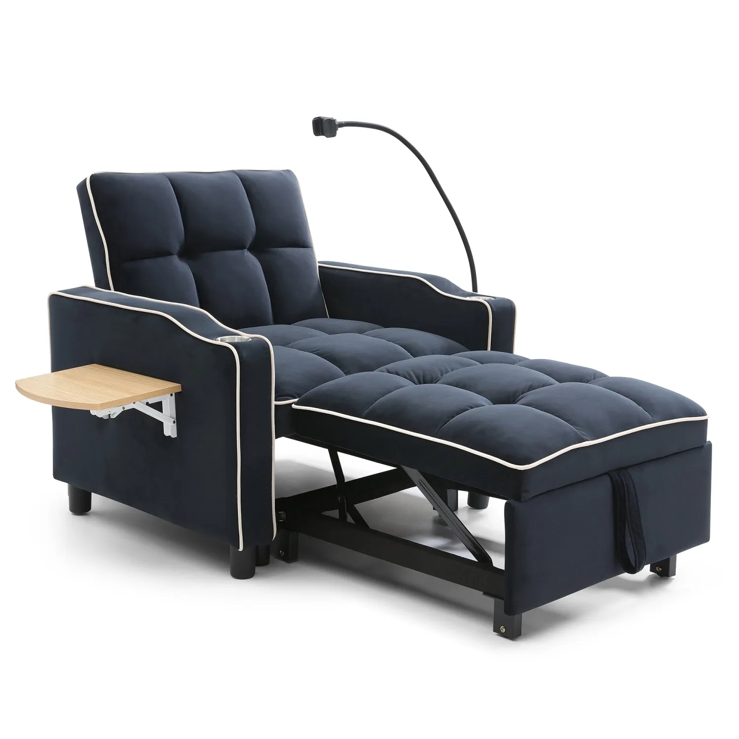 Streamdale 3-in-1 Convertible Sofa Bed Sleeper Chair (Black)