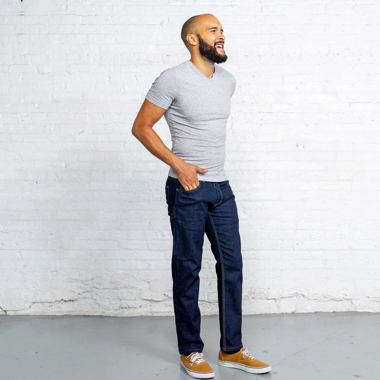 Tailored Fit Dark Wash 6 Pocket