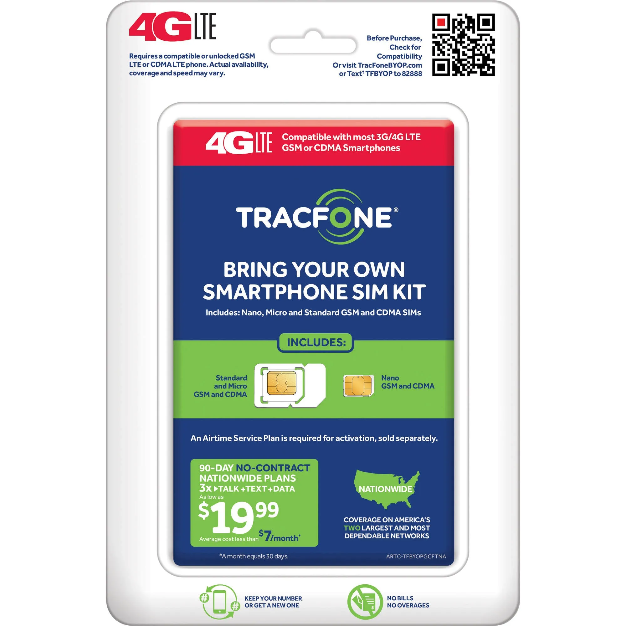 TracFone TFRTPKP4CNA BYOP No Contract Phone Card activation kit