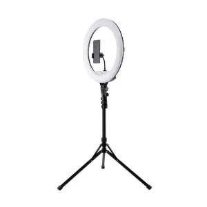 Vivitar VIV18RLWM 18-in White LED Ring Light Set with Adjustable 63-in Stand, Wireless Remote, Adjustable Locking Phone Cradle, Soft Carry Case