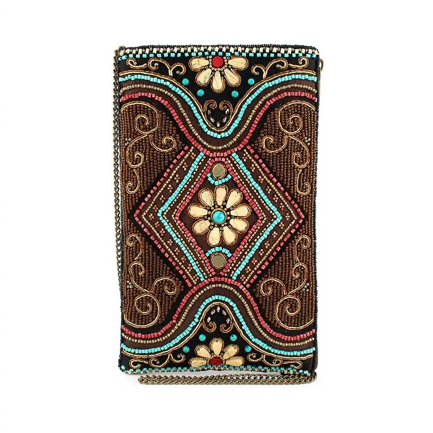 Women's Tapestry Crossbody Phone Bag In Brown Multi